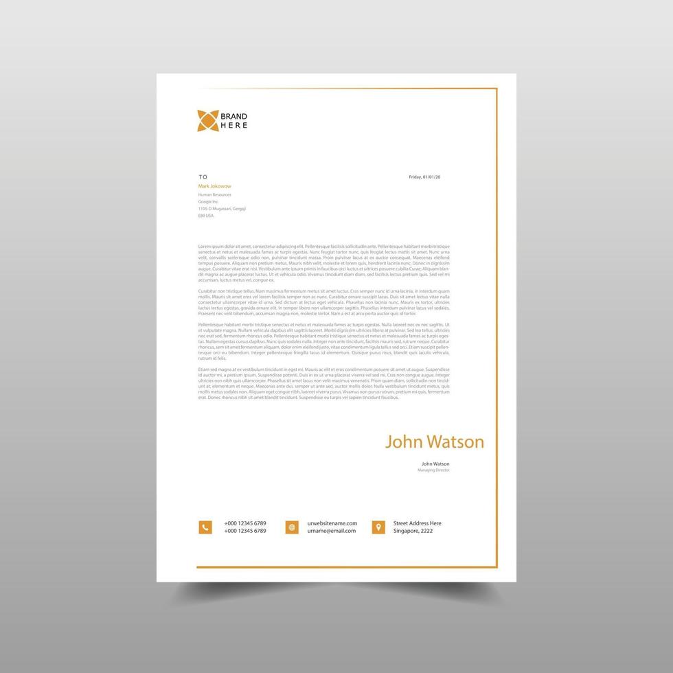 minimal letterhead template for your business vector