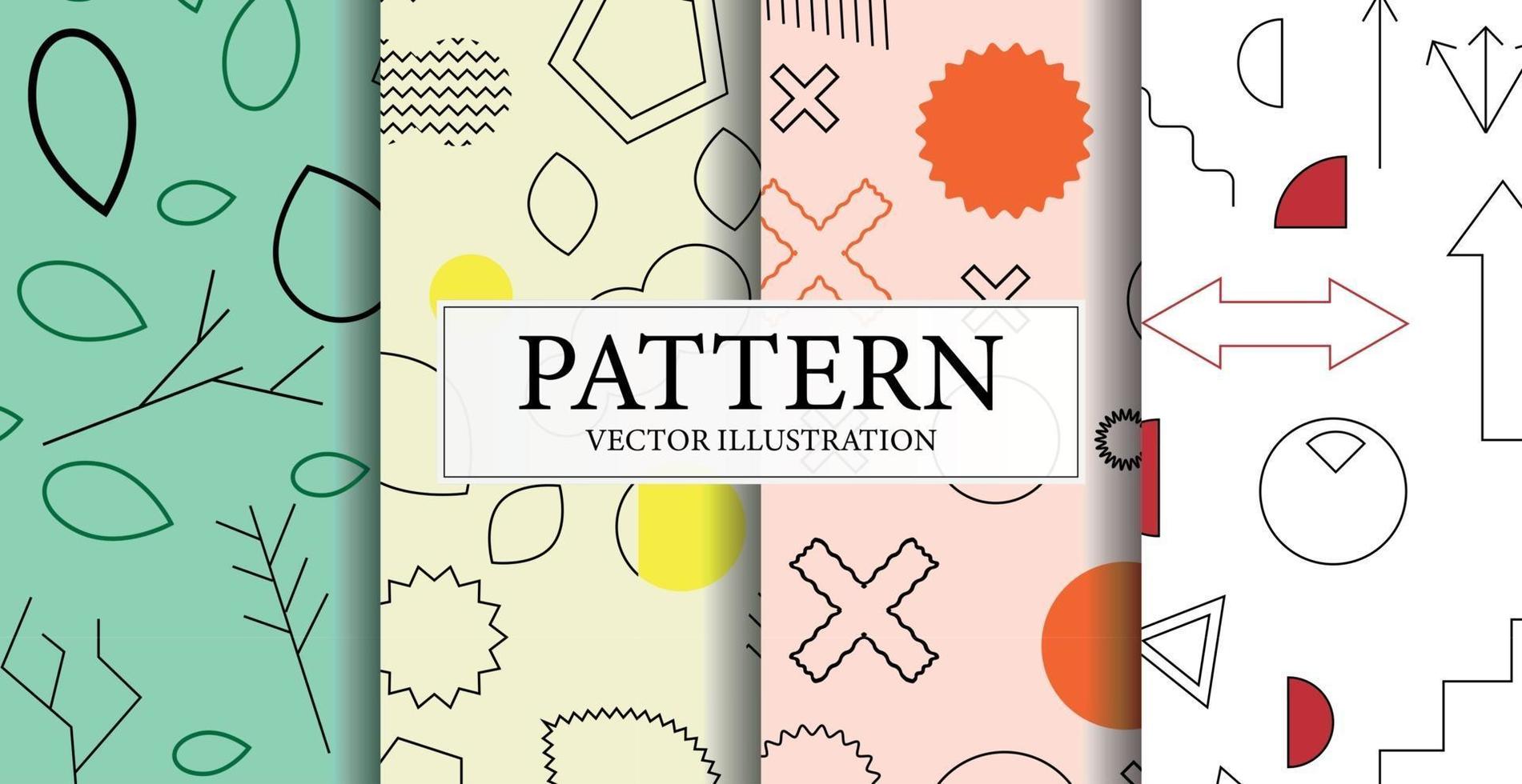 Assembly of seamless patterns, abstract shapes - Vector