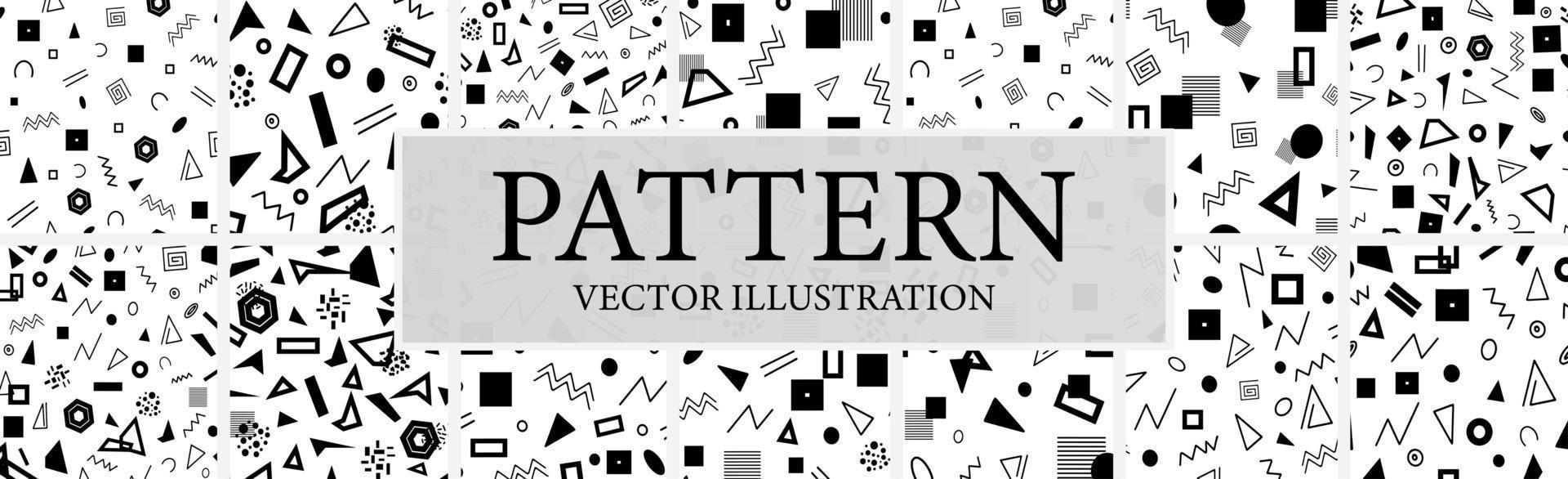 Assembly of seamless patterns, abstract shapes - Vector