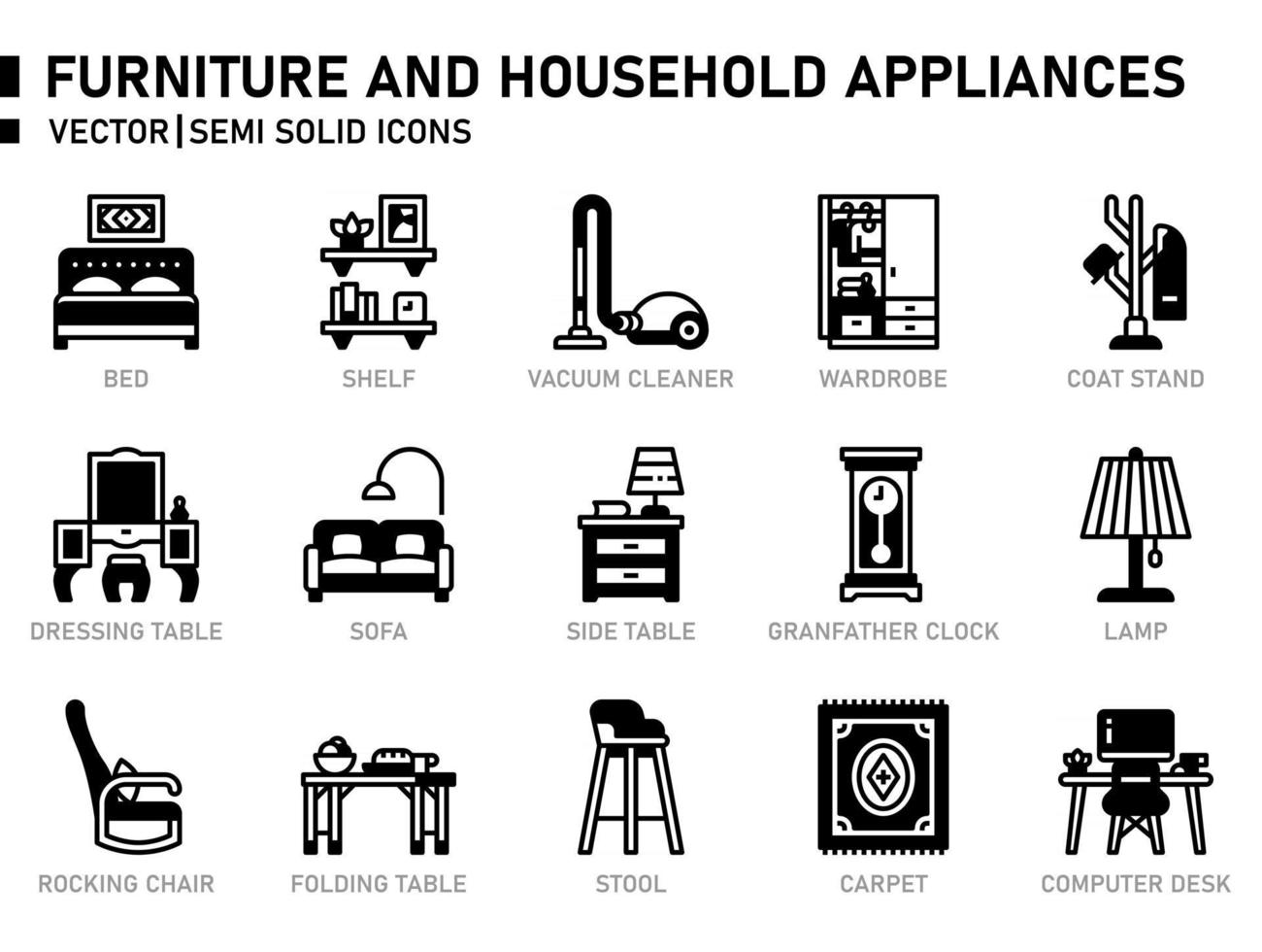 icono de muebles y electrodomésticos vector