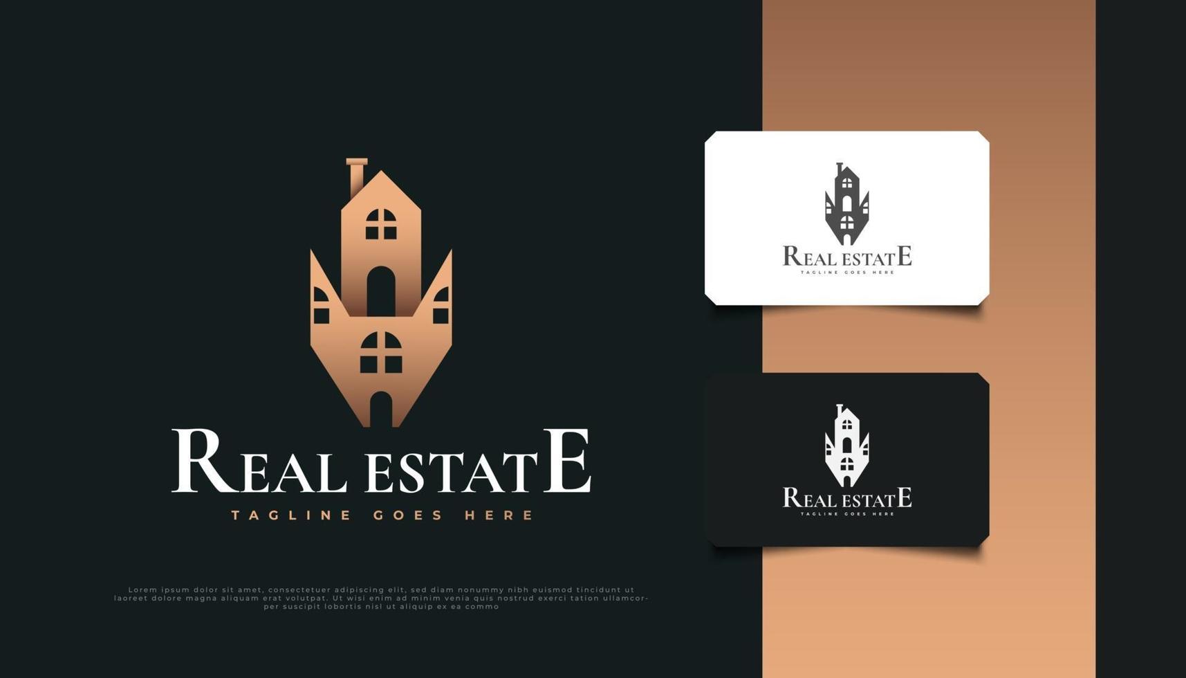Luxury Abstract House Logo Design for Real Estate Company Identity vector