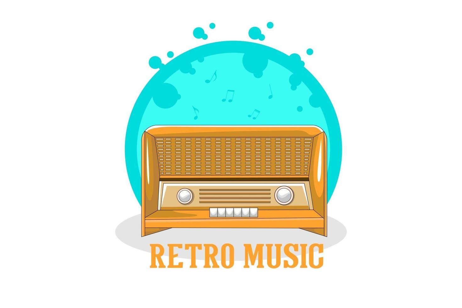 diseño de ilustración de música retro con radio antigua vector