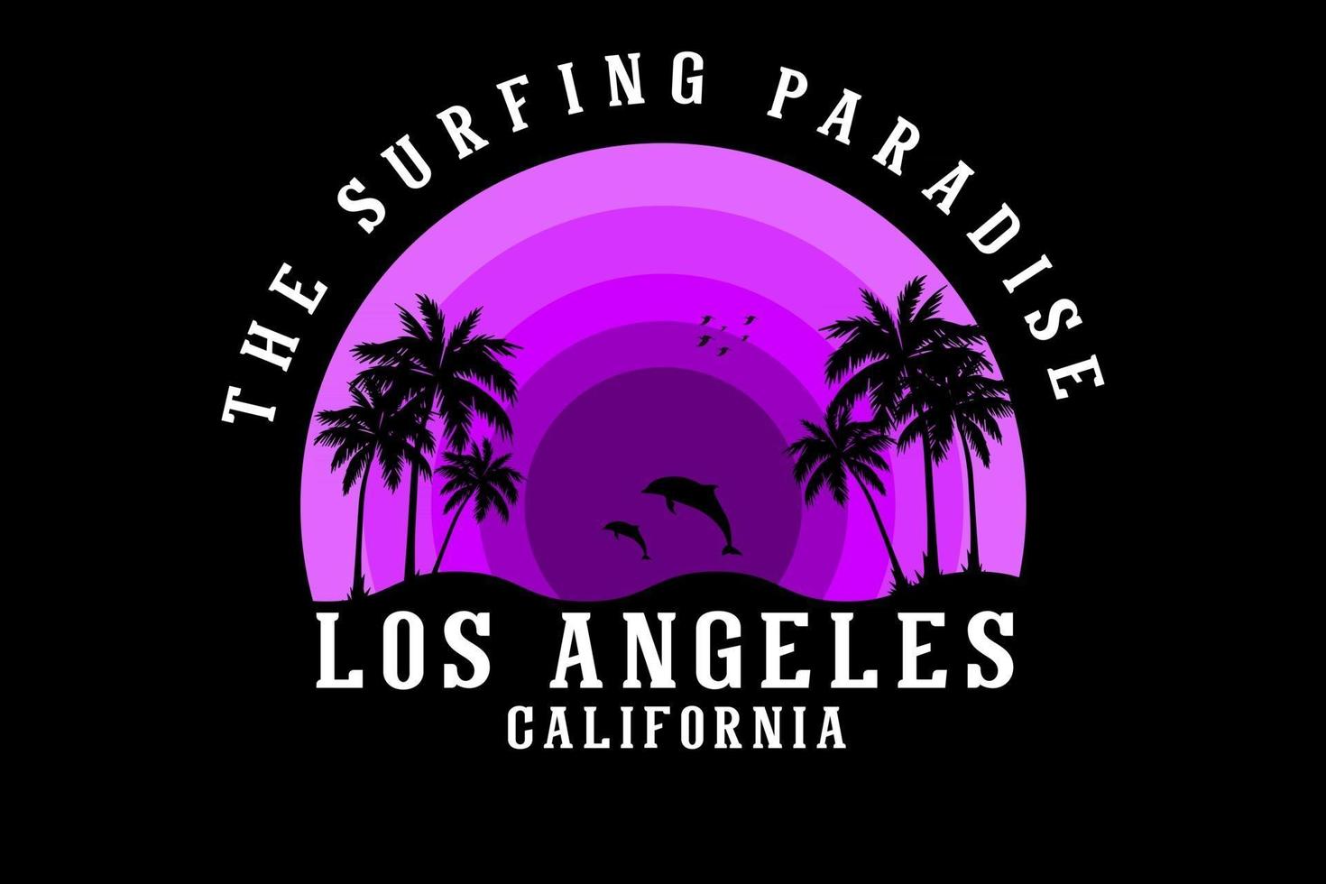 the surfing paradise design silhouette retro style vector