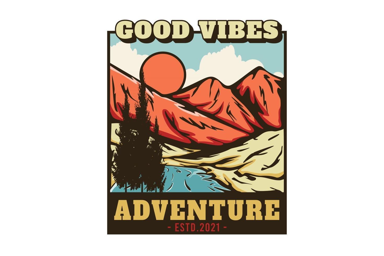 good vibes adventure hand drawn illustration design vector