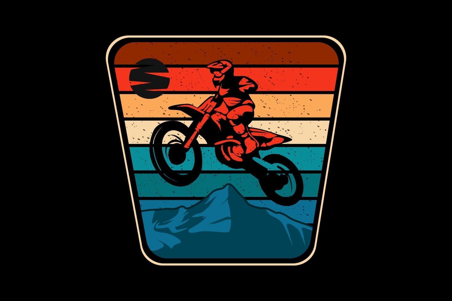 motocross adventure silhouette  design retro style vector