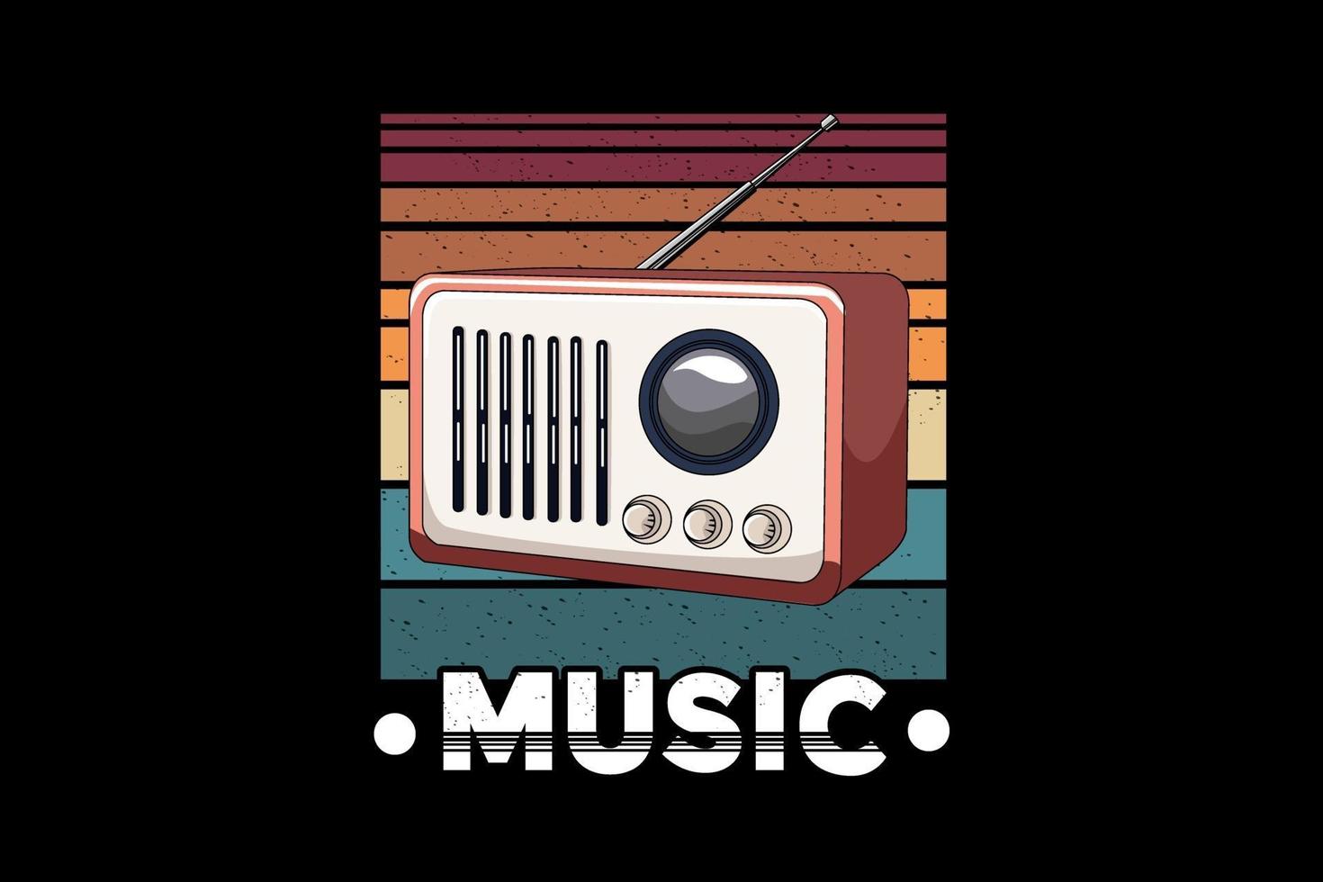 radio, música, retro, ilustración, diseño, estilo retro vector