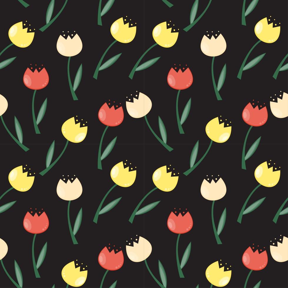 Fondo floral de patrones sin fisuras con tulipanes ilustración vectorial vector