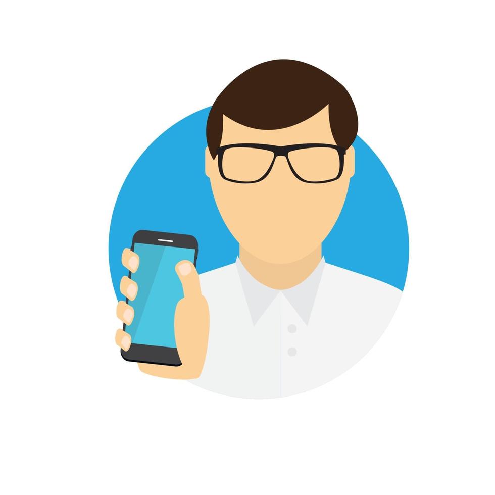 A Man Holding a Mobile Phone. Communication Concept. Vector Illustration