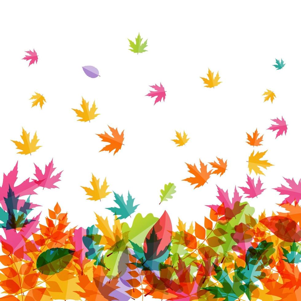 Shiny Autumn Natural Leaves Background. Vector Illustration