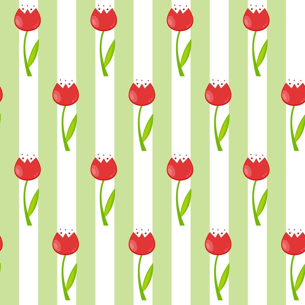 Floral Seamless Pattern Background with Tulips Vector Illustration
