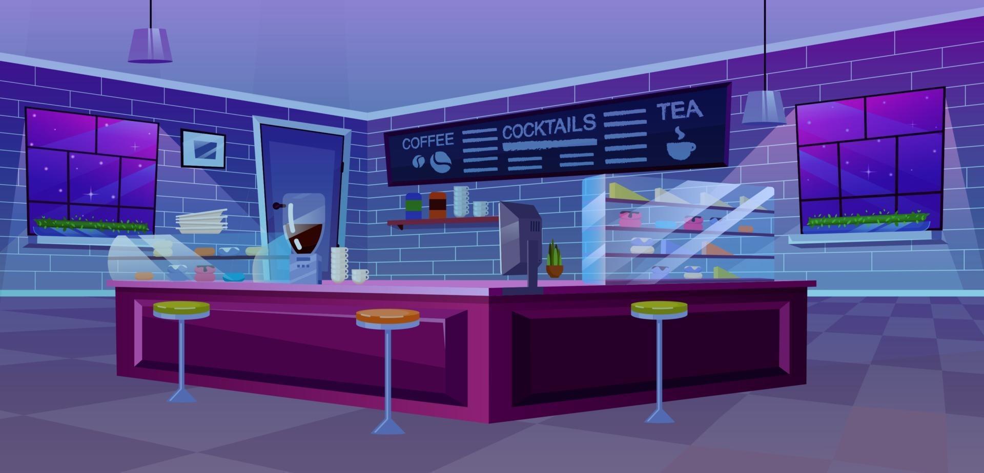 Cafe modern interior flat vector illustration