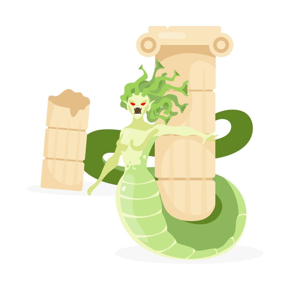 Medusa Gorgon flat vector illustration