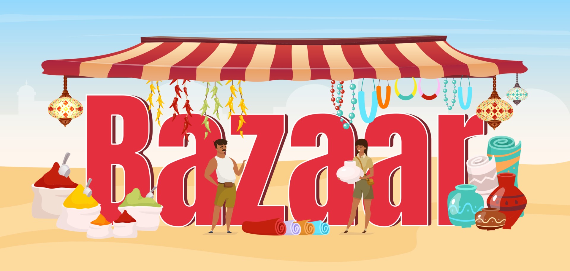 Bazaar word concepts flat color vector banner 2948479 Vector Art at
