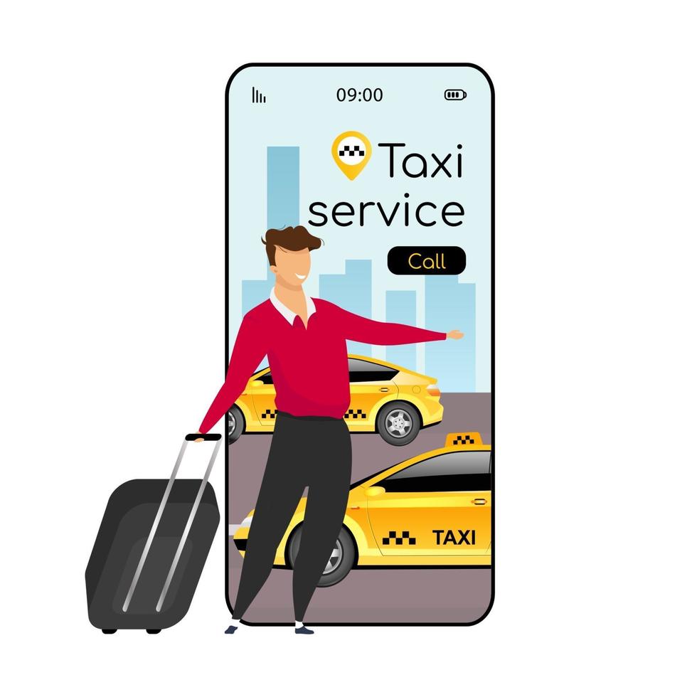 Taxi service cartoon smartphone vector app screen