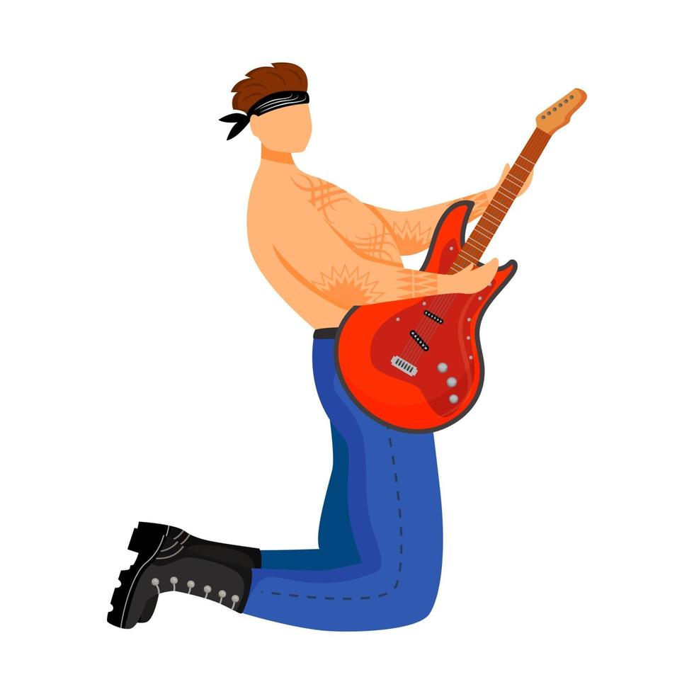 Ilustración de vector de color plano de guitarrista