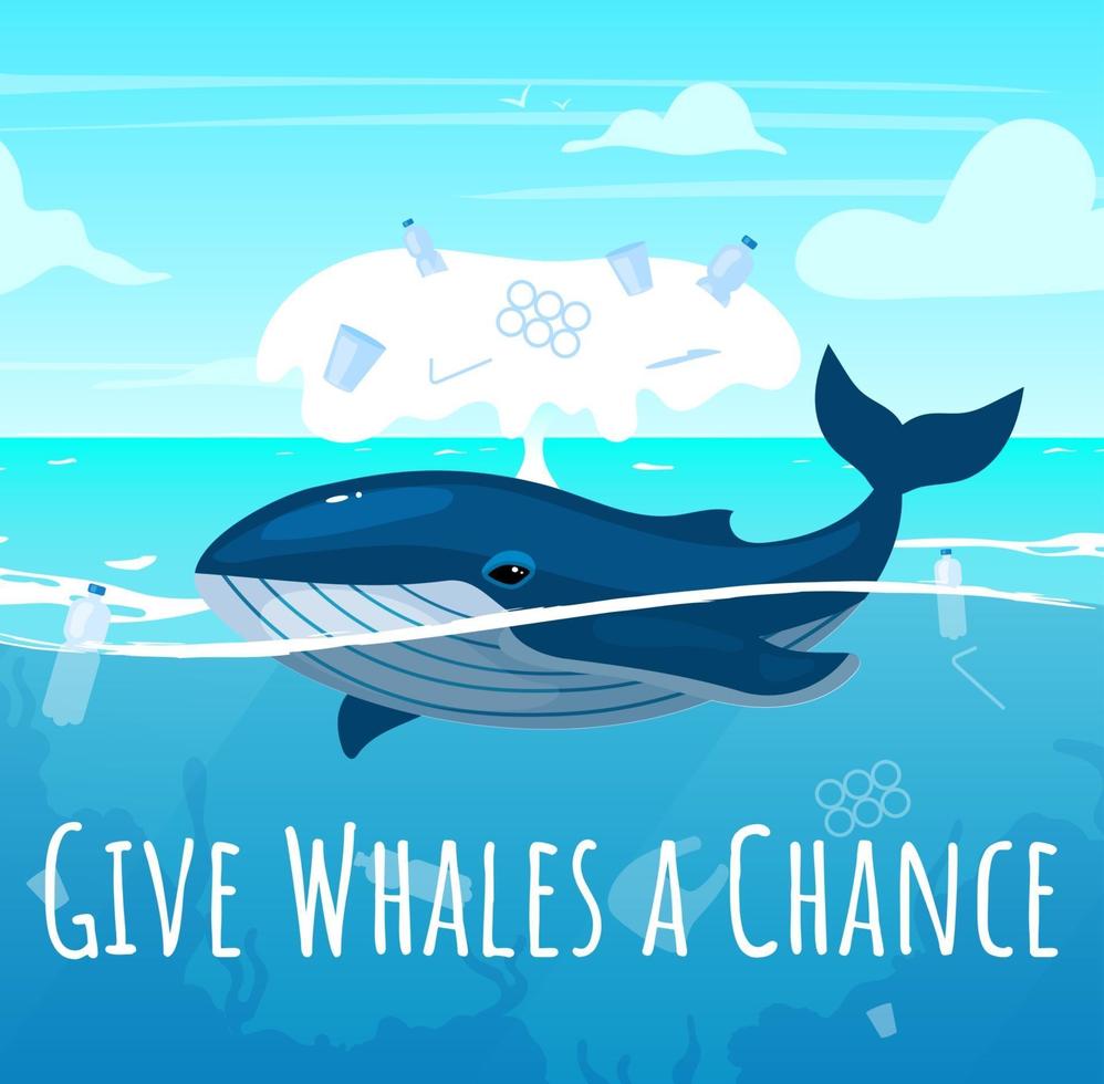 Save whales social media post mockup vector