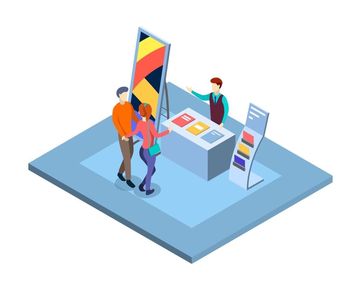 Trade show isometric vector illustration