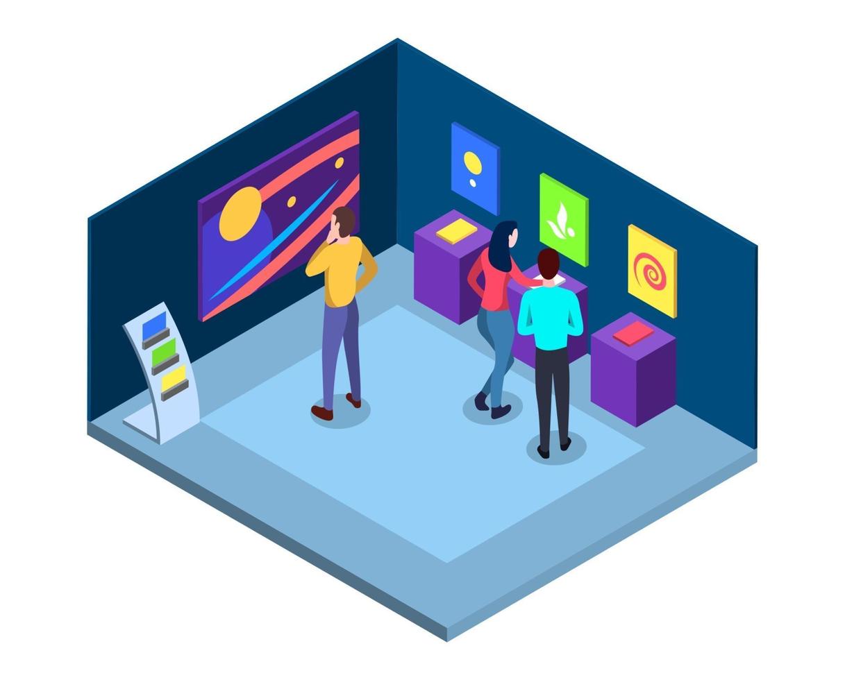 Art gallery isometric vector illustration
