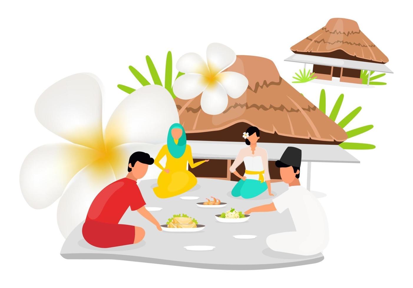 Indonesians flat vector illustration