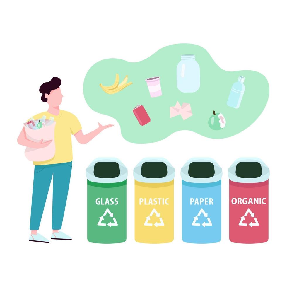 Trash sorting flat concept vector illustration