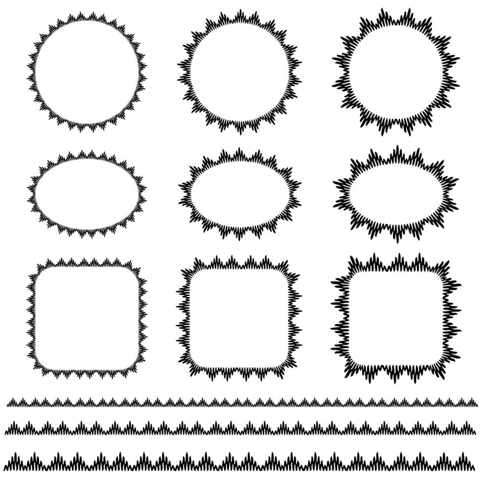 black hand drawn vector decorative frame and border patterns