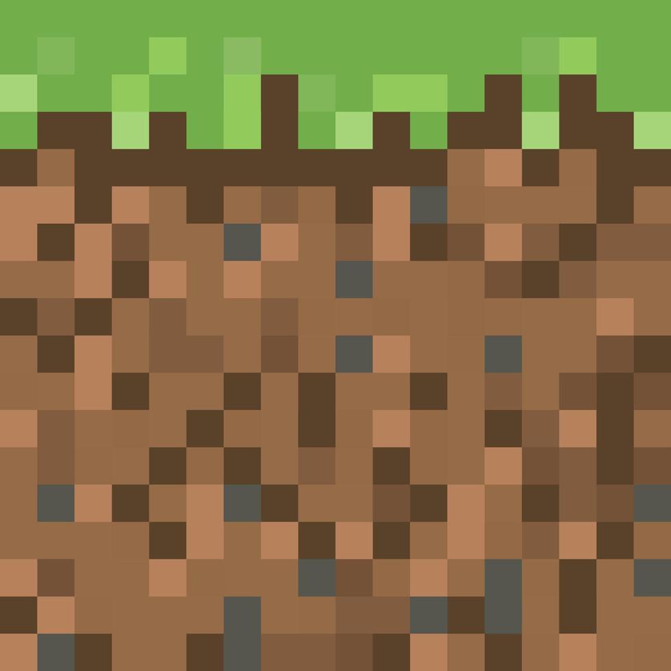 Fondo de tierra de estilo minecraft de píxeles. vector
