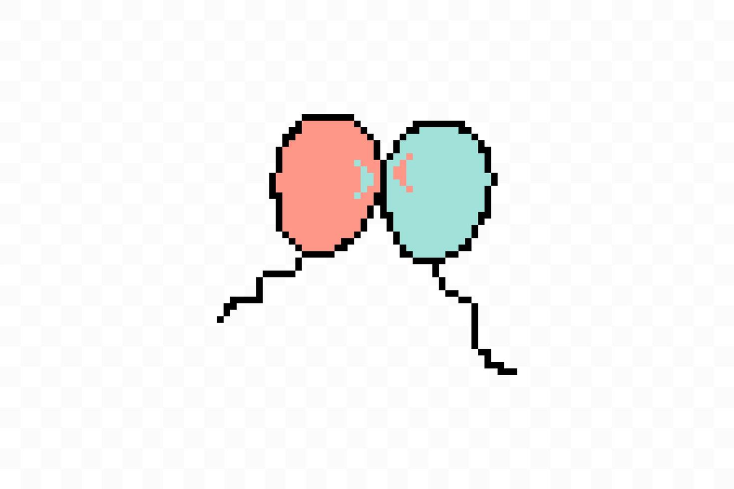 Simple flat style icon of beautiful two Pixelated balloons vector