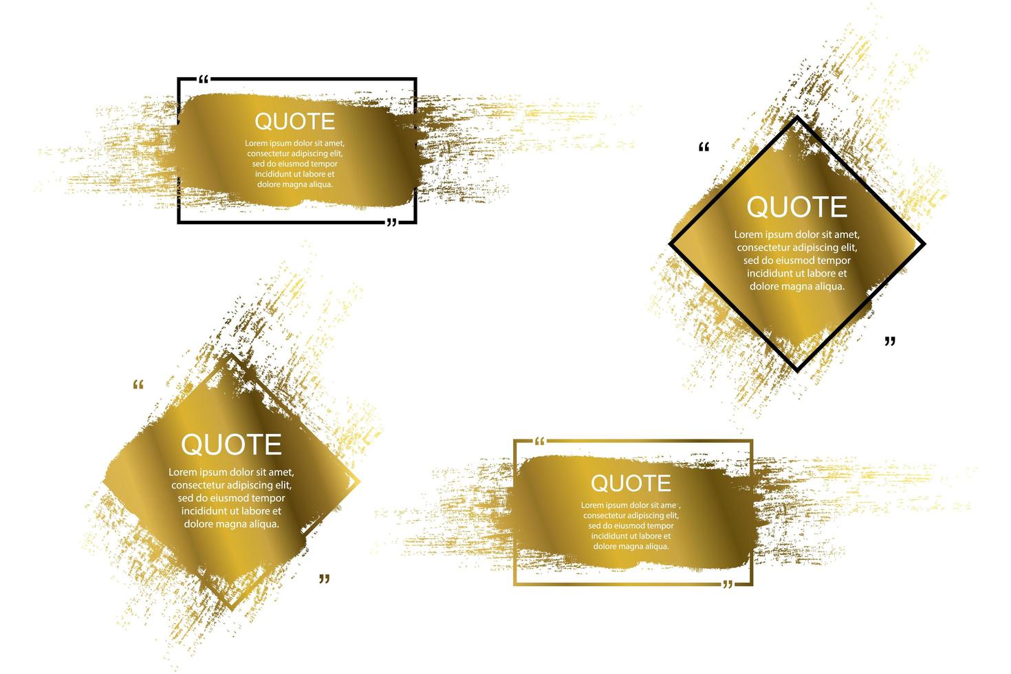 Golden Quote box frame, big set. vector