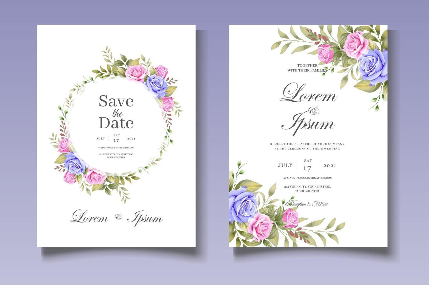 Botanical Wedding Invitation Card Template vector