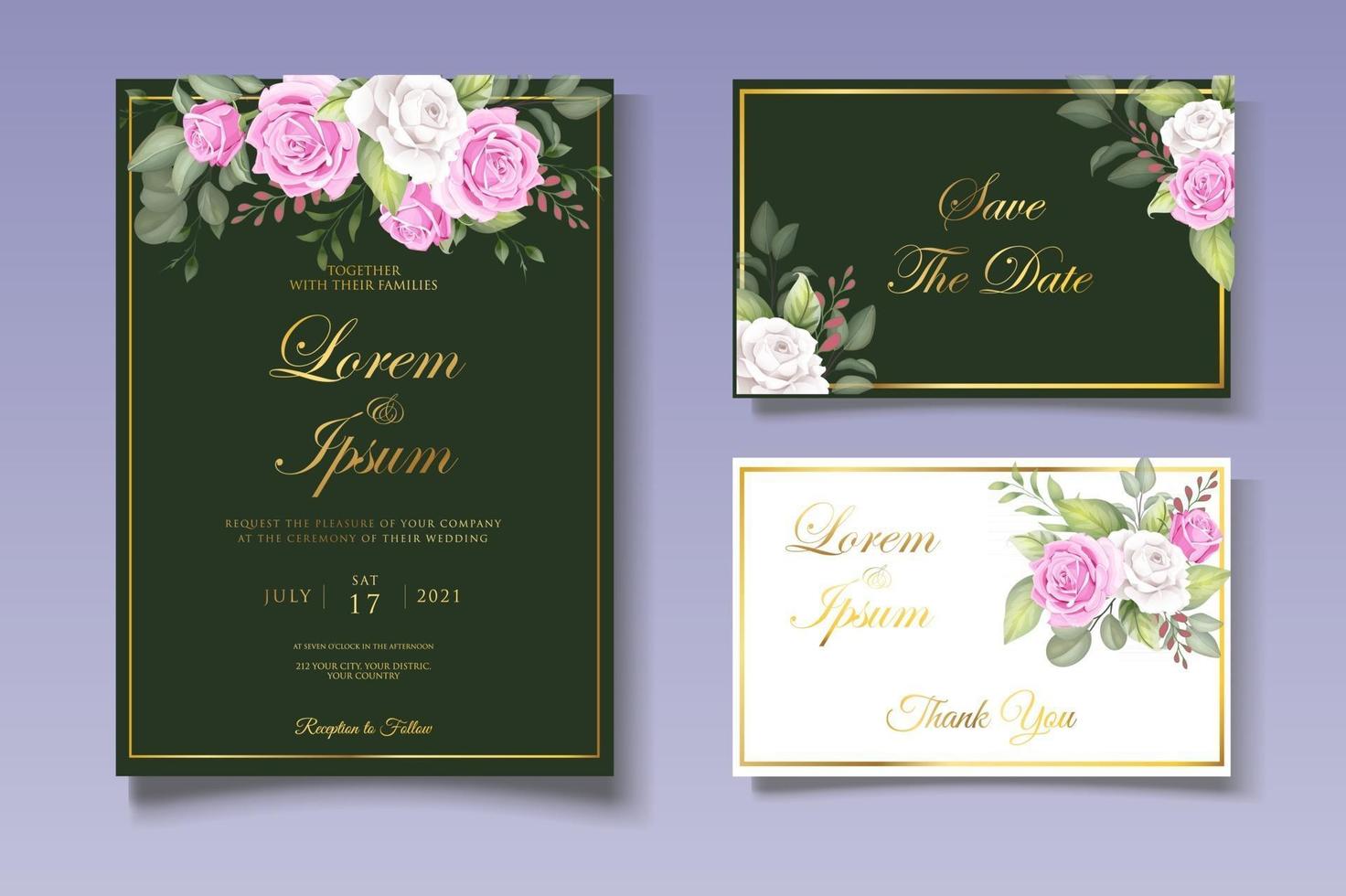 Elegant Floral Wedding Invitation Card Template vector