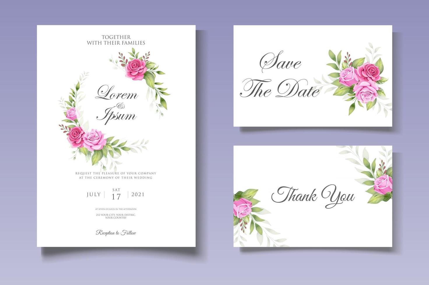 plantilla de tarjeta de invitación de boda botánica vector