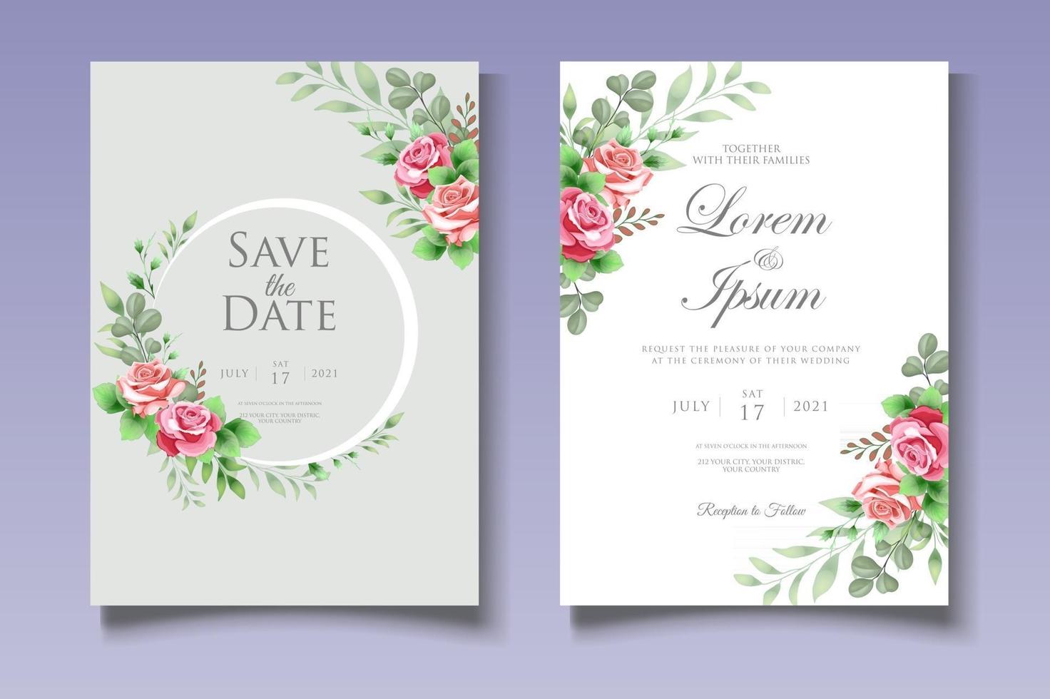 Botanical Wedding Invitation Card Template vector