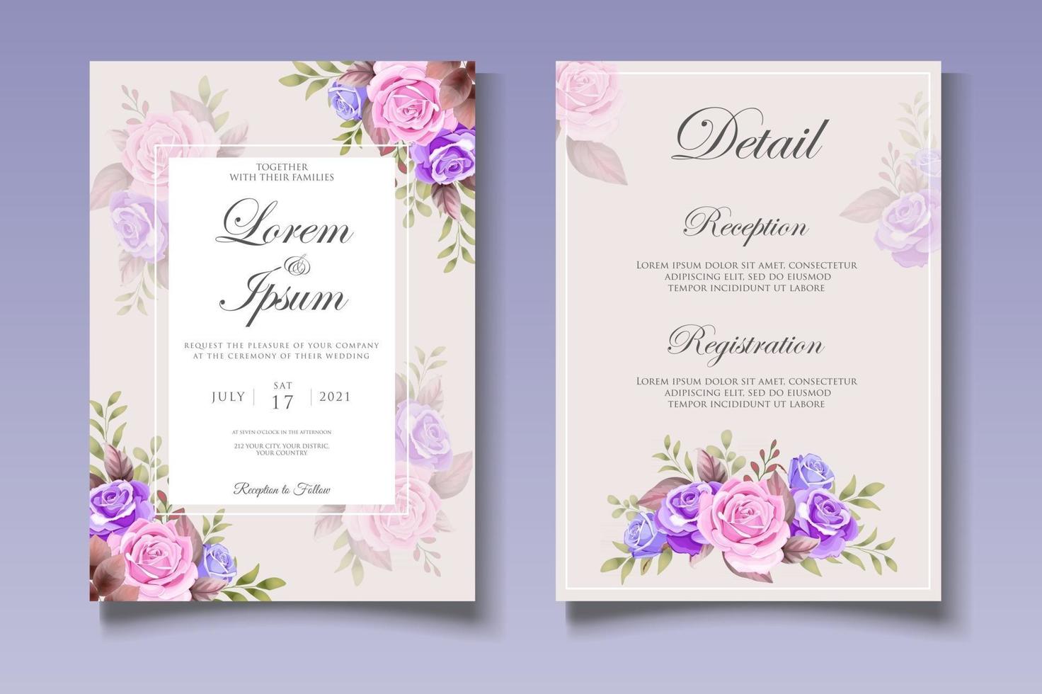 Botanical Wedding Invitation Card Template vector