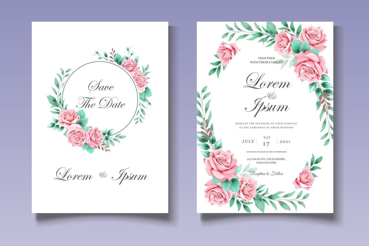 Botanical Wedding Invitation Card Template vector