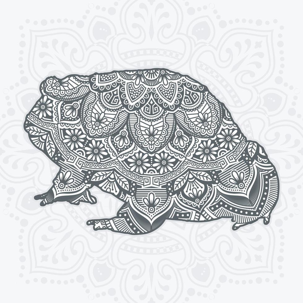 Frog Mandala Vector. Vintage decorative elements. Oriental pattern, vector