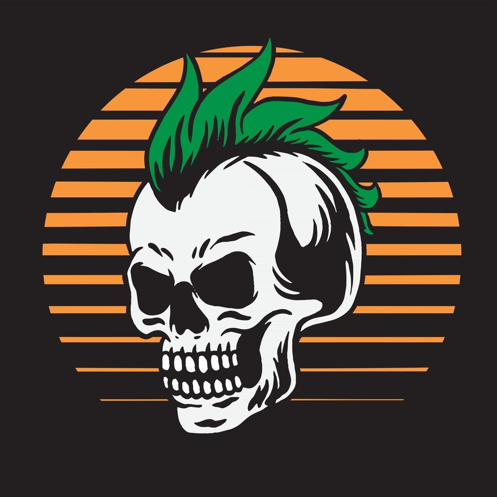 Vintage skull mohawk vector