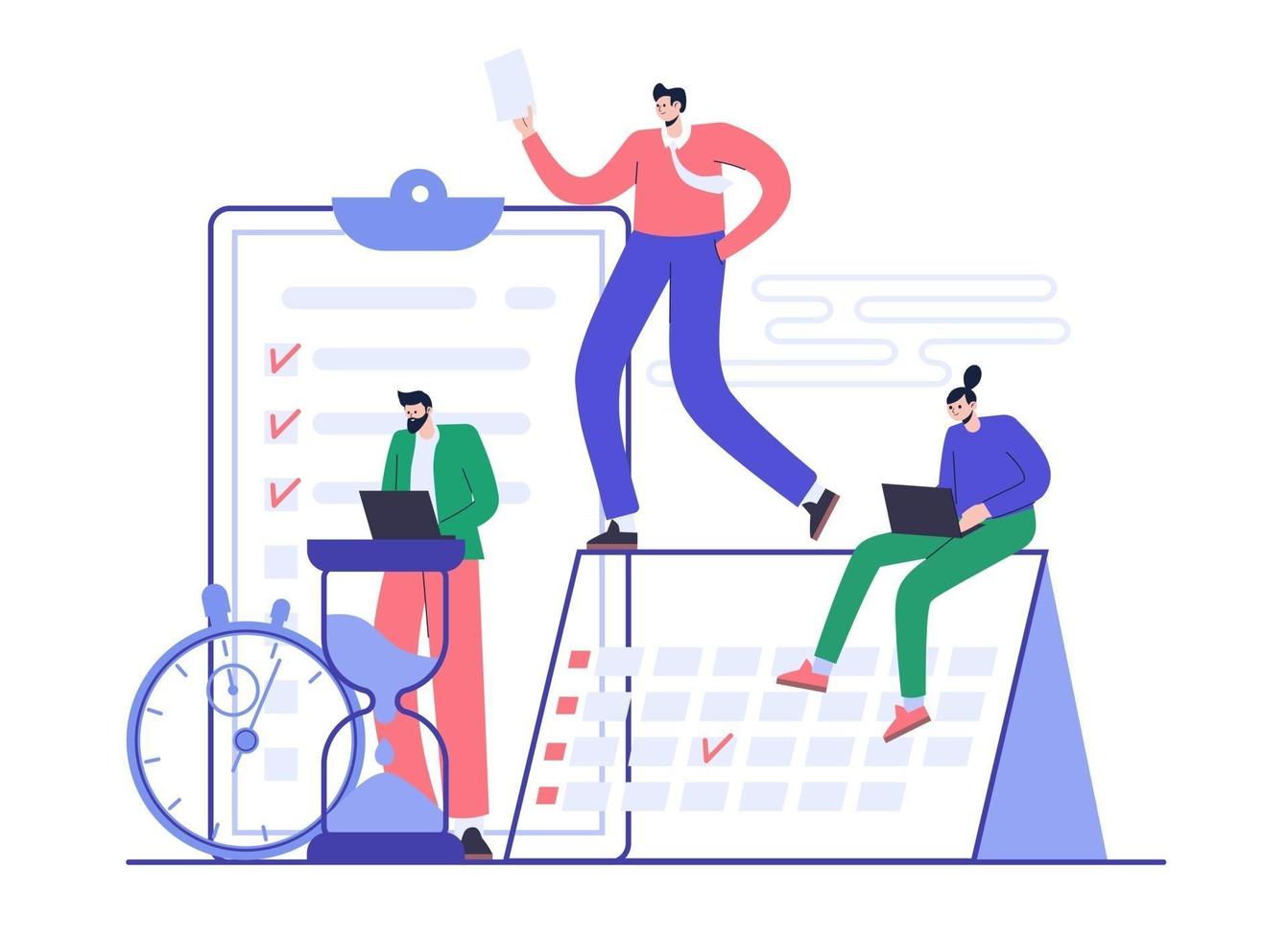 Concept of effective time management and planning. Workflow vector