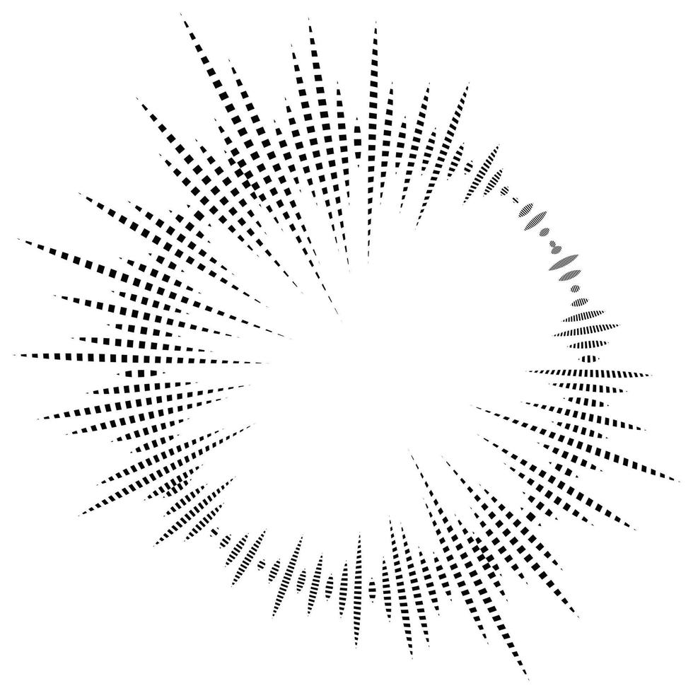 Bursting rays. Sunburst frame. Abstract equalizer element with dotted vector