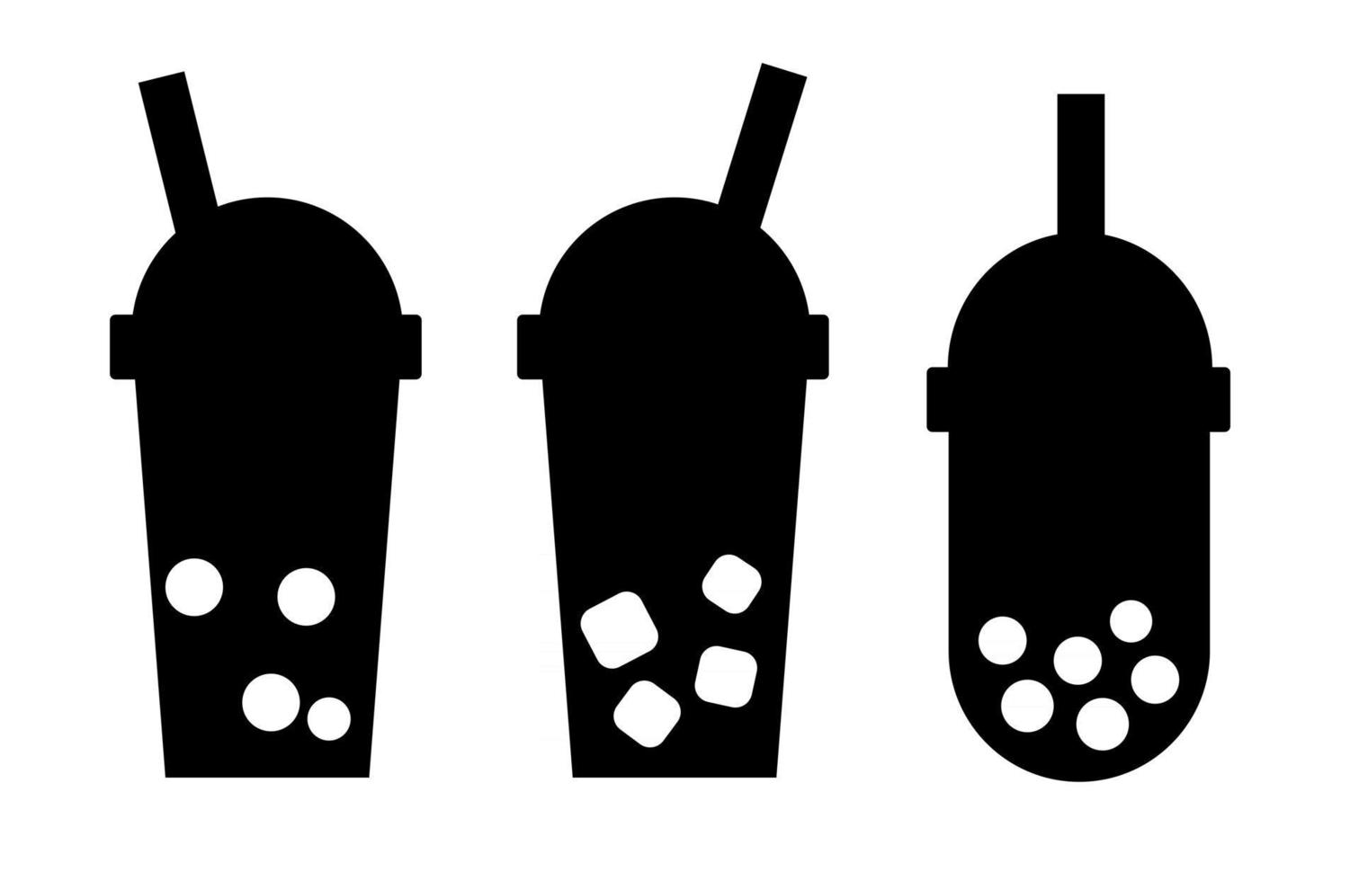 Cocktail icons. Bubble tea. Drinks in glasses with a straw. vector