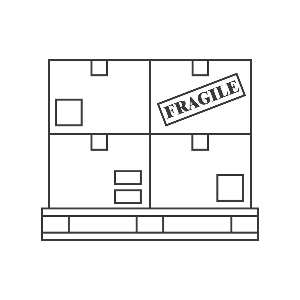 cajas en una ilustración de icono de línea de paleta para logística. vector