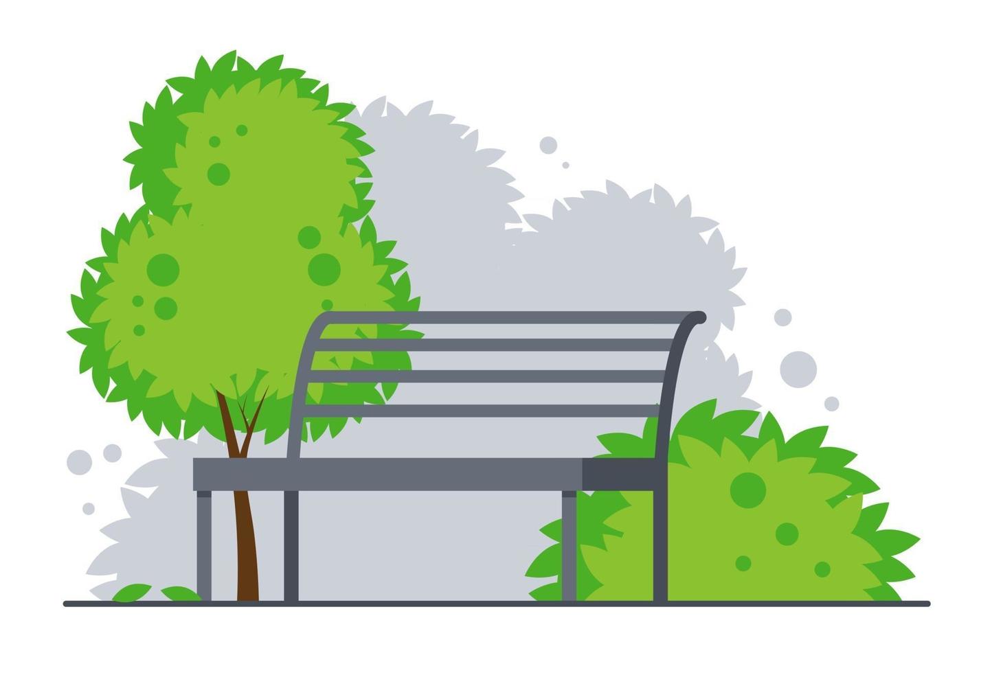 Bench in summer city park. Vector illustration