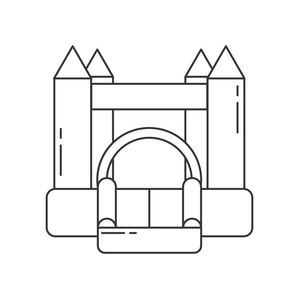 icono de contorno de castillo hinchable. casa de salto en el parque infantil. vector