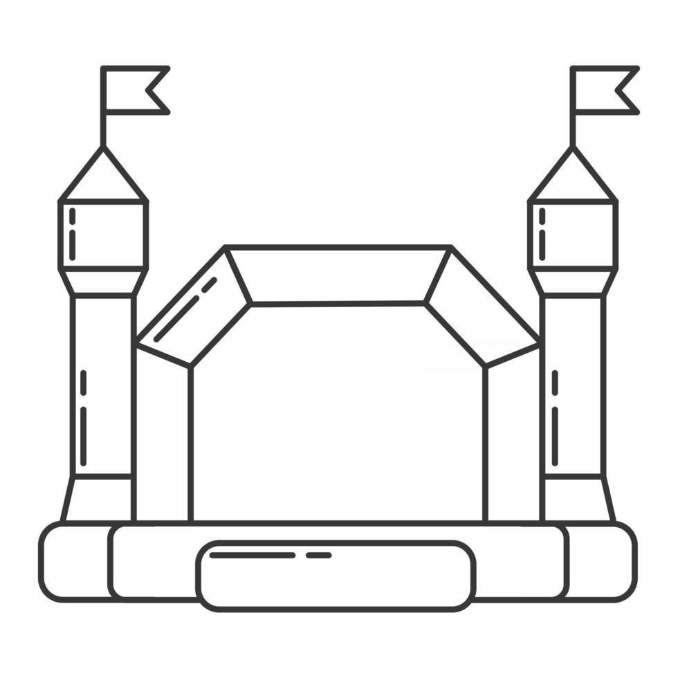 icono de contorno de castillo hinchable. casa de salto en el parque infantil. vector