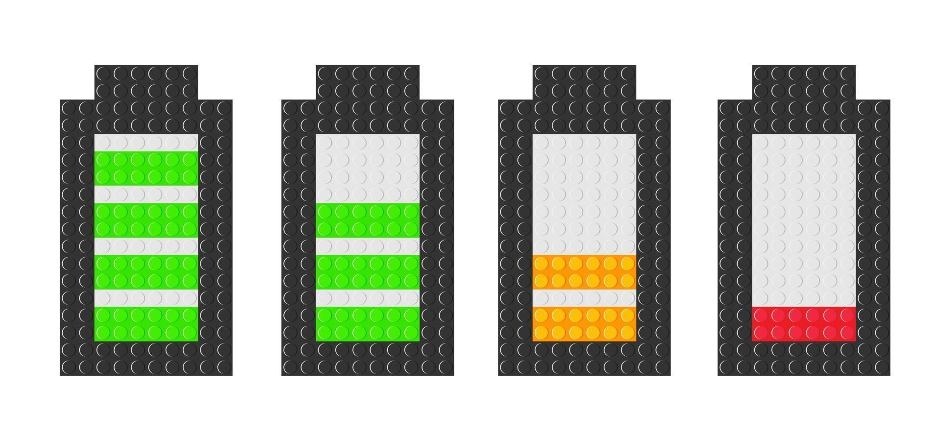 Set of battery icons with different charge levels on white background vector