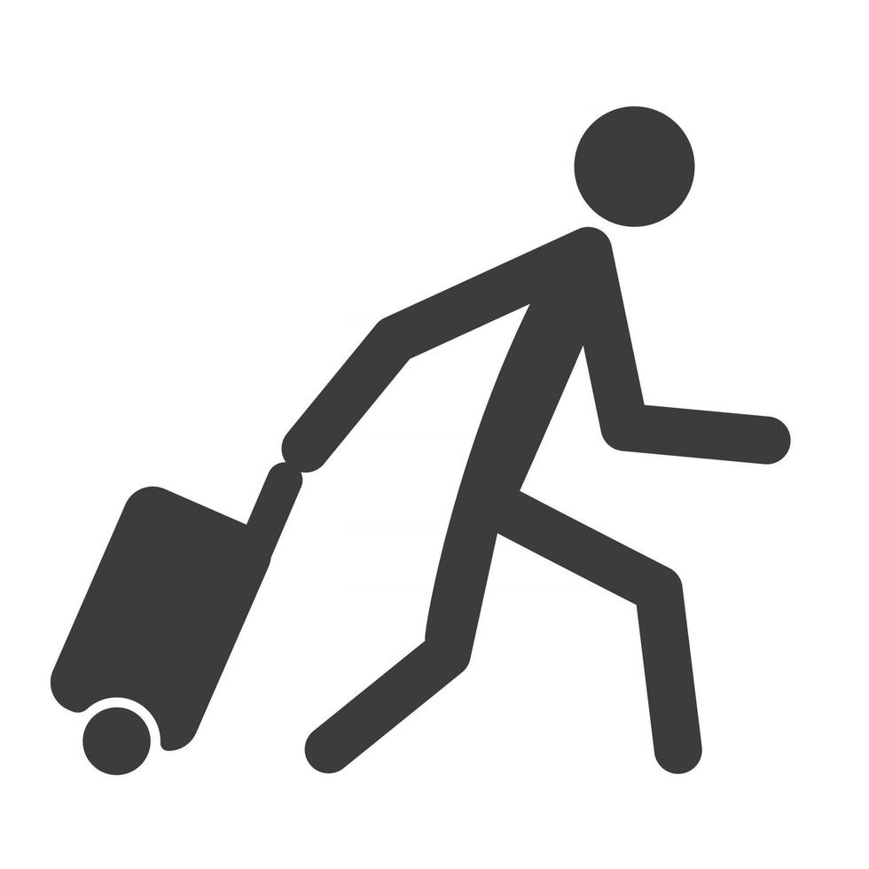 Man with luggage. Icon. Tourist with rolling bag. Vector illustration