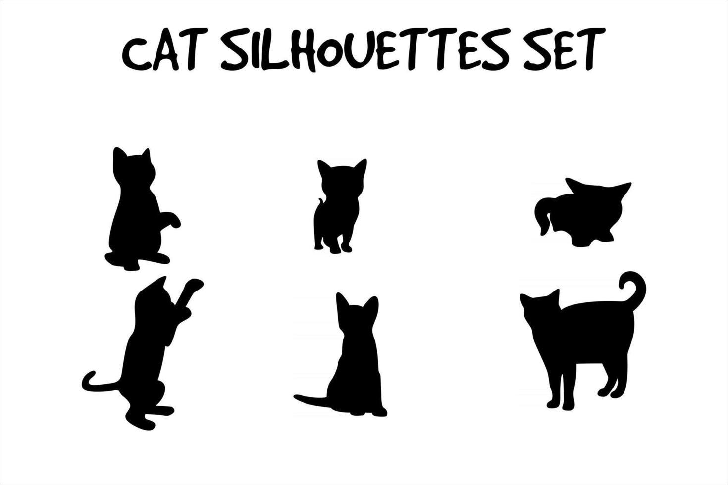 seis conjuntos de siluetas de gatos vector