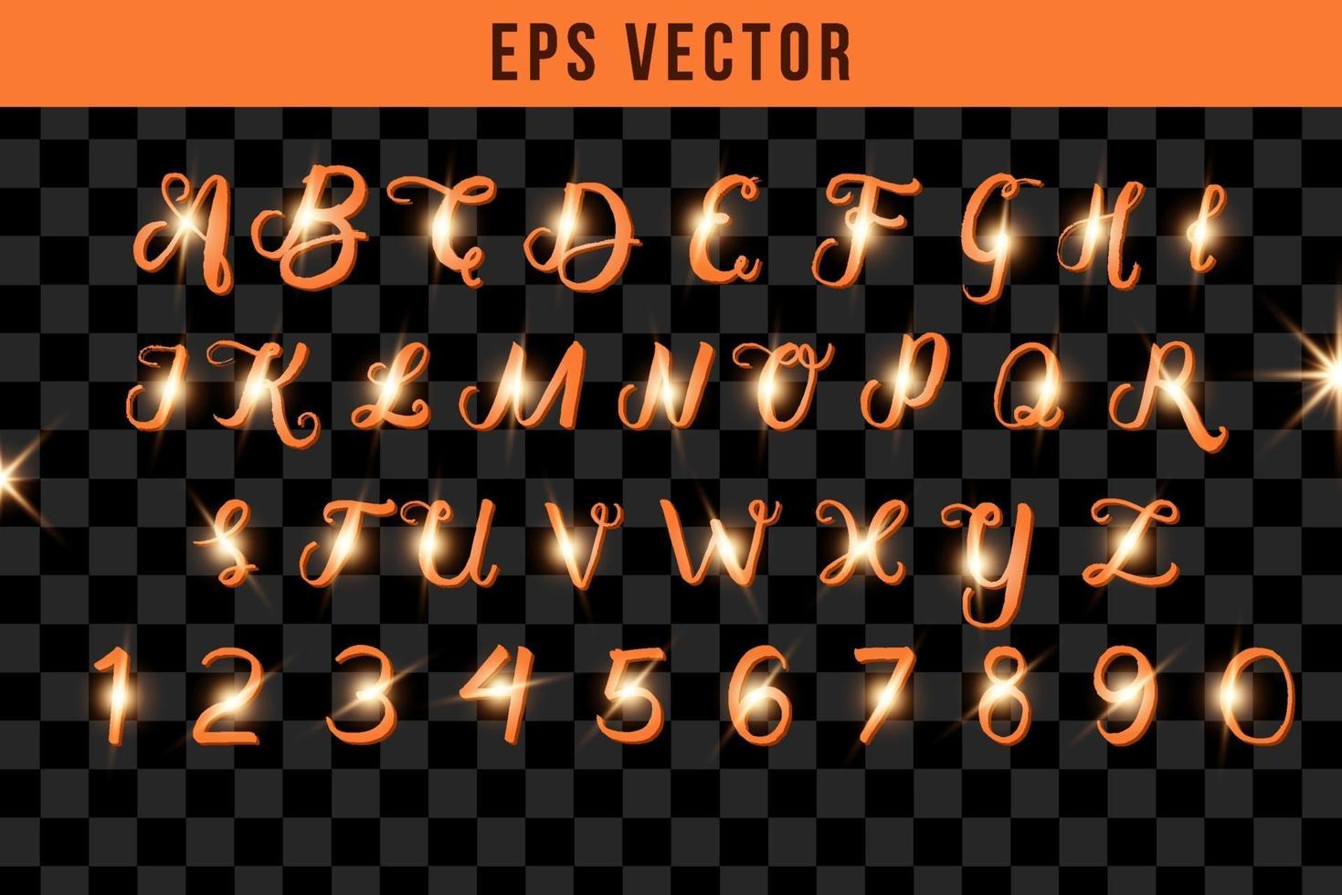 Vector EPS Shiny Alphabet and Number text set