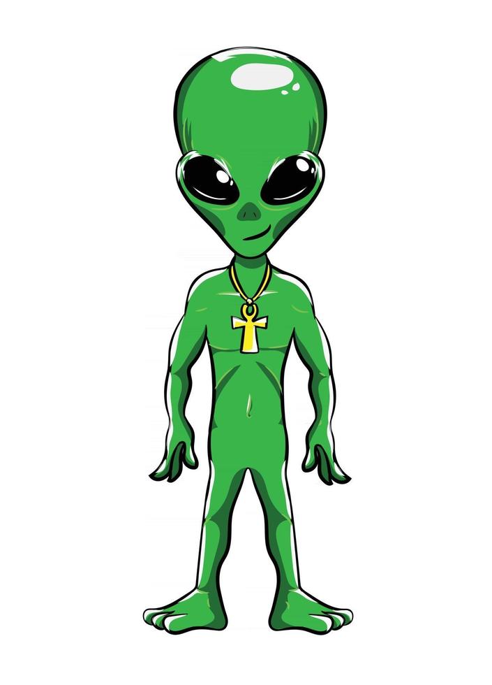 modo espacial de personaje de dibujos animados alienígena verde vector