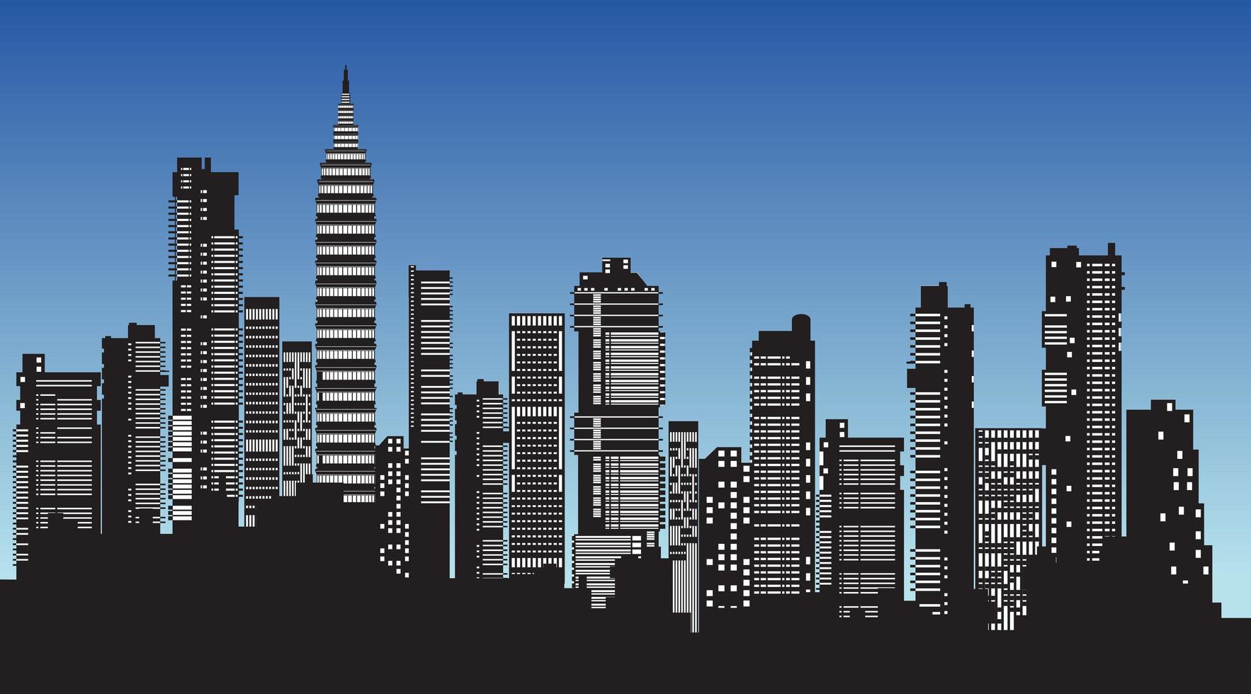 Silhouette of city structure downtown urban modern street vector