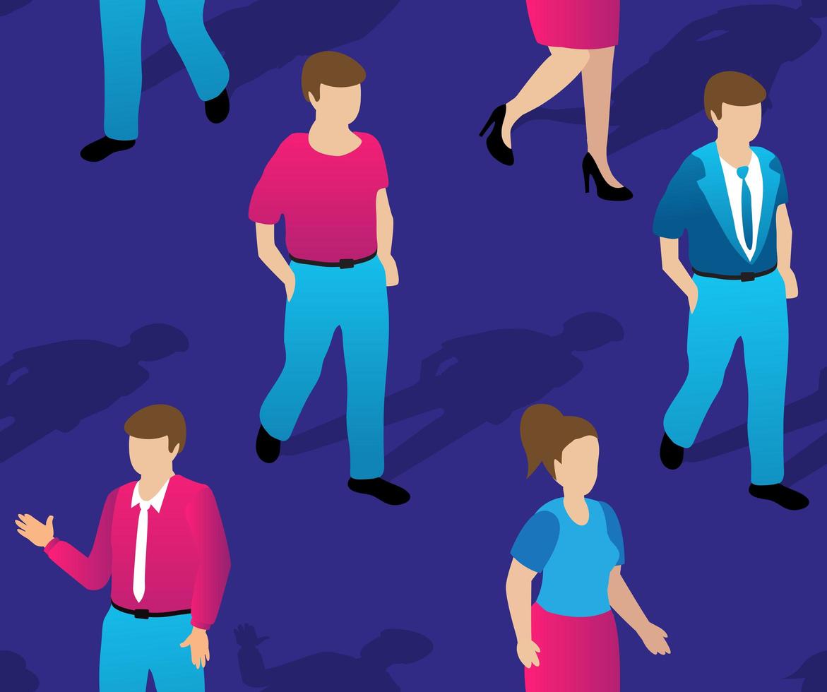 Isometric seamless repeating pattern people business businessman vector